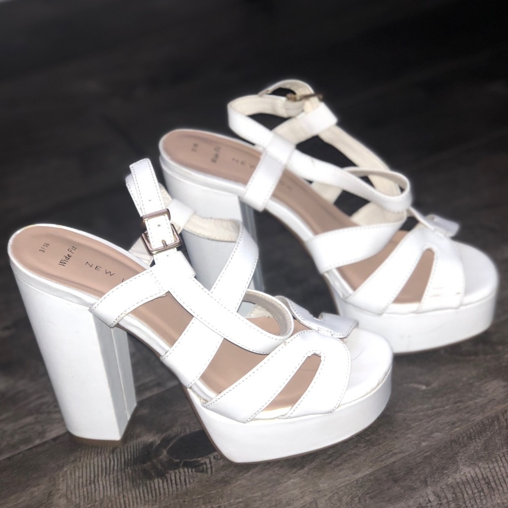 Chunky white platform heels
